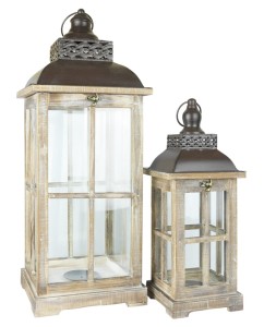 Latarnia ogrodowa lampion komplet brązowy 2szt 65/44cm 74242