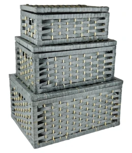 Kasetki kasetka kuferki kuferek kosz kosze 3 sztuki SZARE