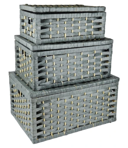 KUFER KUFEREK KOSZ KOSZE KASETKI 3 sztuki SZARE