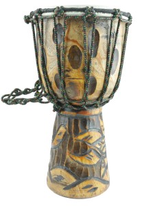 Bęben bębenek djembe wys. 30cm RZEŹBIONY ŻÓŁW