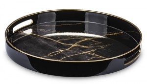 Taca dekoracyjna okrągła czarna 37x37 131907