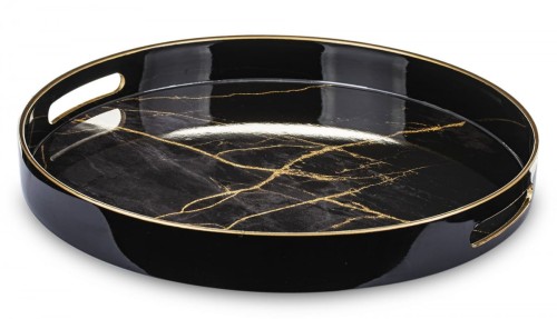 TACA DEKORACYJNA OKRĄGŁA CZARNA 37x37 131907