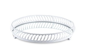 Taca lustrzana biała metalowa 5x27 131479