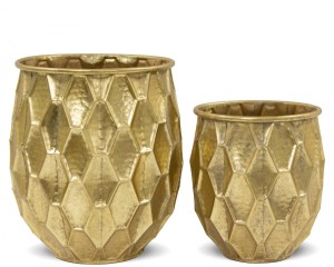 Donica osłonka doniczka metalowa złote kpl. 2 szt 32/24cm 126337