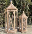 Latarnia drewniana ogrodowa lampion komplet brązowy 2szt 74252 5901449742528