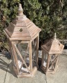 Latarnia drewniana ogrodowa lampion komplet brązowy 2szt 74252 5901449742528