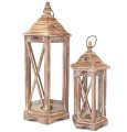 Latarnia drewniana ogrodowa lampion komplet brązowy 2szt 742525901449742528