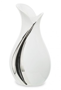 Wazon ceramiczny nowoczesny biały srebrny 30,5x16 131500