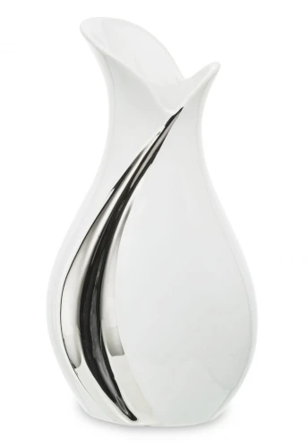 Wazon ceramiczny nowoczesny biały srebrny 30,5x16 131500