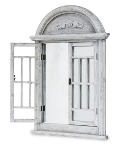 Lustro okiennica w ozdobnej ramie szara 80x55 117268