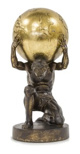 Figurka Atlas dekoracyjna mężczyzna dźwigający kulę ziemską 29x13