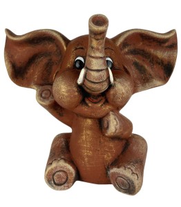 Skarbonka figurka słoń słonik ceramika brąz 23x29 polskiej produkcji