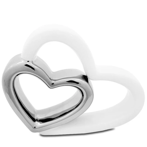 FIGURKA DWA SERCA BIAŁA SREBRNA LOVE 12x15 108689 5902663086894