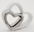 FIGURKA DWA SERCA BIAŁA SREBRNA LOVE 12x15 108689 5902663086894