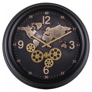 Zegar wiszący retro metalowy czarny 52x52 138614