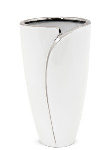 Wazon ceramiczny nowoczesny biały srebrny 24x13 112765