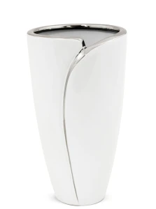 Wazon ceramiczny nowoczesny biały srebrny 24x13 112765