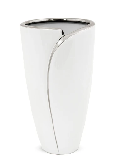 Wazon ceramiczny nowoczesny biały srebrny 24x13 112765