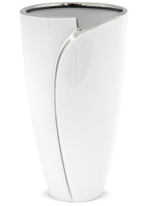 Wazon ceramiczny nowoczesny biały srebrny 29,5x16 112766