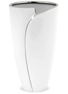 Wazon ceramiczny nowoczesny biały srebrny 29,5x16 112766