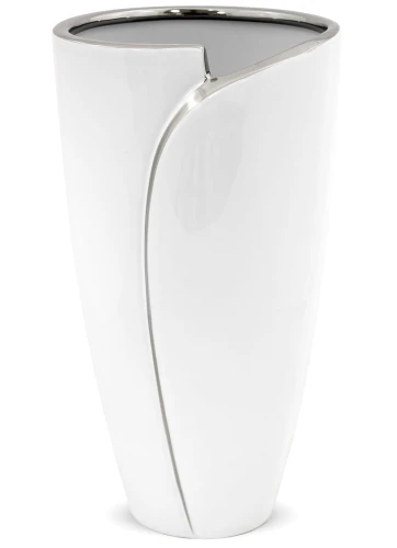 Wazon ceramiczny nowoczesny biały srebrny 29,5x16 112766