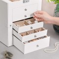 Szkatułka na biżuterię kuferek skórzany biel 32x26 JBC152W01