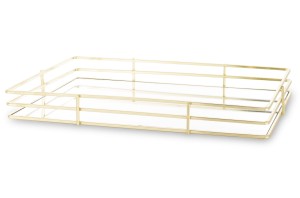 Taca lustrzana złota glamour dekoracyjna 4,5x35x25 148745