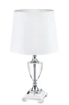 Lampa nocna srebrno biała glamour kryształ 65x36 138549