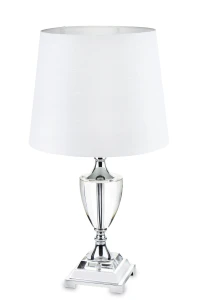 Lampa nocna srebrno biała glamour kryształ 65x36 138549