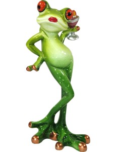 Figurka dekoracyjna żaba z drinkiem 16x8x7 100478