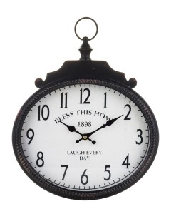Zegar wiszący metalowy retro czarny 39x31x5,5 139648