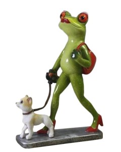 Figurka dekoracyjna żaba z pieskiem  16x12x4 159192