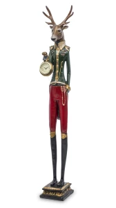 Figurka dekoracyjna łoś z zegarkiem 66x12x10,5 121673