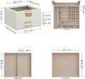 Szkatułka na biżuterię kuferek skórzany krem 13,5x23