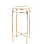 Stolik metalowy ze szklanym blatem złoty 58x35 158964