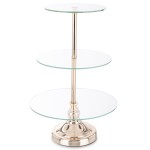 Patera taca metalowa szkło złota 3 poziomy 45x30x30 159258