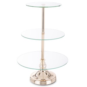 Patera taca metalowa szkło złota 3 poziomy 45x30x30 159258