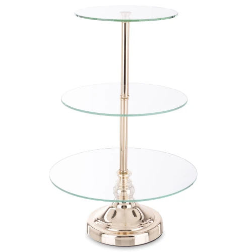 Patera taca metalowa szkło złota 3 poziomy 45x30x30 159258