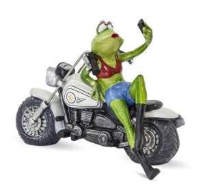 Figurka dekoracyjna żaba selfie chopper 19x25x14 112082
