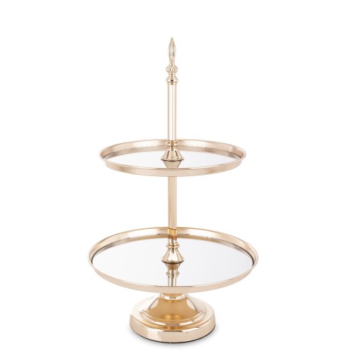 Patera taca metalowa lustro złota 2 poziomy 52x31x31 159253