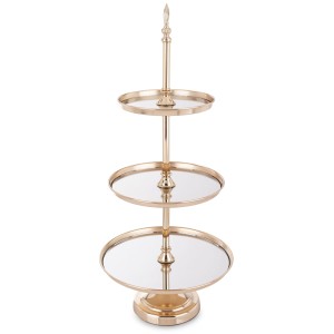 Patera taca metalowa lustro złota 3 poziomy 70x31x31 159252