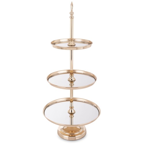 Patera taca metalowa lustro złota 3 poziomy 70x31x31 159252