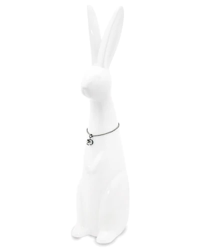 Figurka dekoracyjna królik wielkanocna biała z zawieszką 28,5x6x8,5 72687