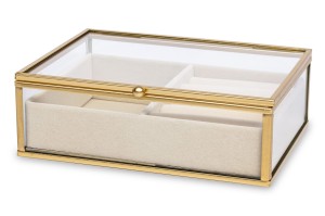 Szkatułka na biżuterię złota szklana 5,5x17x13 166673
