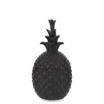  Figurka ceramiczna ananas czarna z pokrywką 19x10x10cm 152477