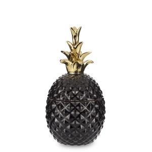 Figurka ceramiczna ananas czaro złota  z pokrywką 19x10x10cm 152476