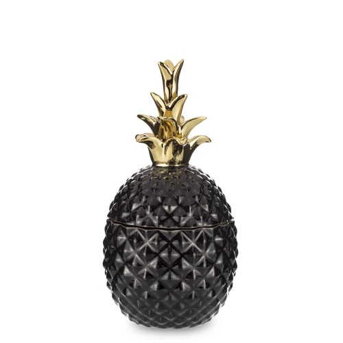 Figurka ceramiczna ananas czaro złota  z pokrywką 19x10x10cm 152476