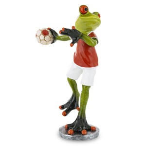 Figurka dekoracyjna żaba sportowiec piłkarz ręczny 17x10,5x7,5cm 161802