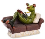 Figurka dekoracyjna żaba na sofie czytająca książkę 10,5x15,5x7cm 162142