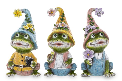 Figurka dekoracyjna żaba żabki cena za 3 szt kolorowe figurki 17x9x6,5cm 164563